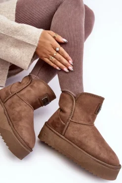 Damskie D.Franklin Wegańskie Śniegowce Na Platformie DFSH371004 Ciemnobeżowe