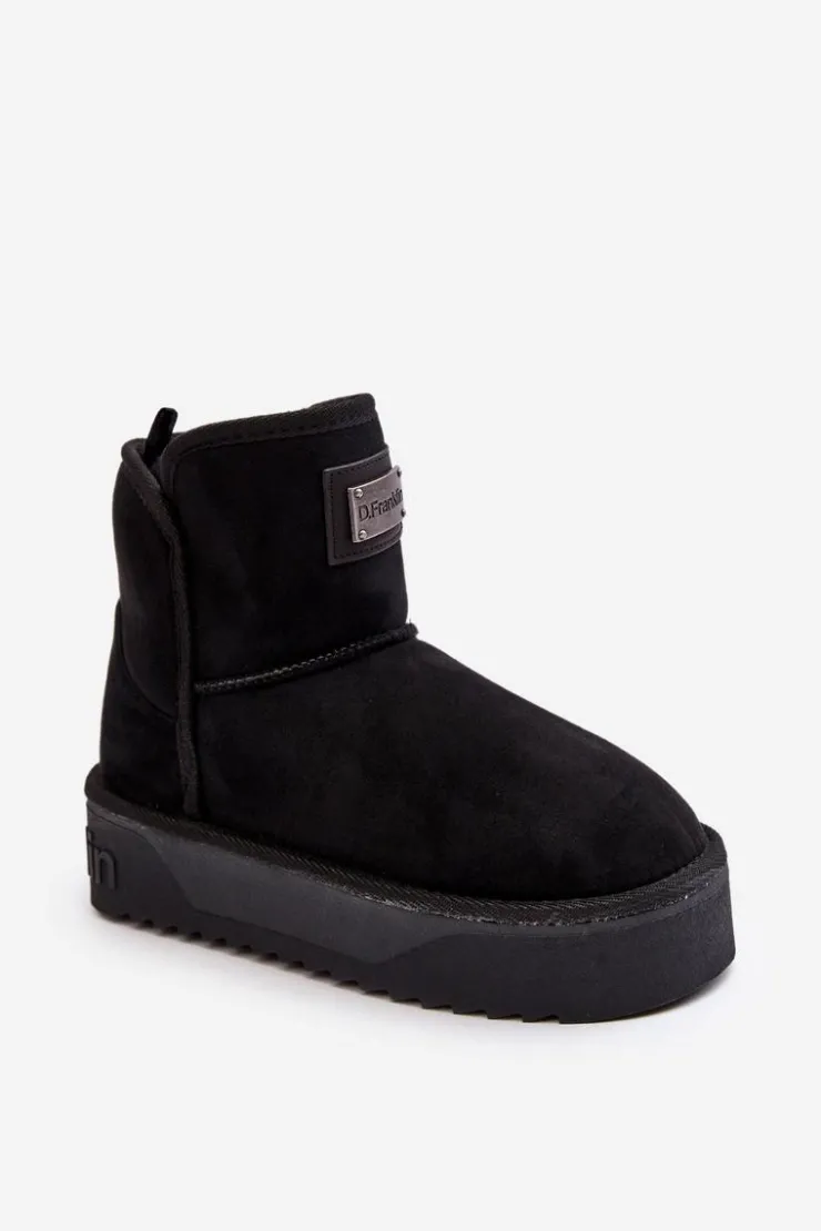 D.Franklin Śniegowce Damskie*Wegańskie Wodoodporne Śniegowce Na Platformie DFSH371004 Czarne Czarny