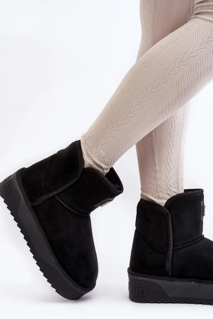 D.Franklin Śniegowce Damskie*Wegańskie Wodoodporne Śniegowce Na Platformie DFSH371004 Czarne Czarny