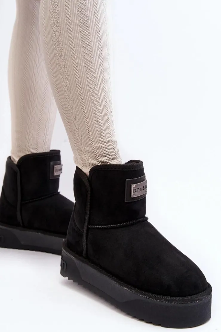 D.Franklin Śniegowce Damskie*Wegańskie Wodoodporne Śniegowce Na Platformie DFSH371004 Czarne Czarny