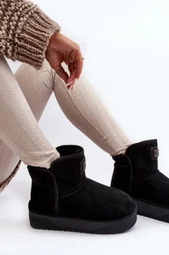 D.Franklin Śniegowce Damskie*Wegańskie Wodoodporne Śniegowce Na Platformie DFSH371004 Czarne Czarny