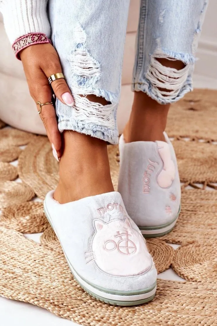 Hot Boto Welurowe Papcie Z Kotem Zielone Good Morning