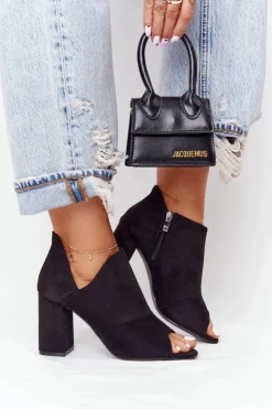 Buty damskie Vinceza Botki Wiosenne|Botki Na Słupku*Wiosenne Zamszowe Botki Na Słupku Vinceza 21-17095 Czarne