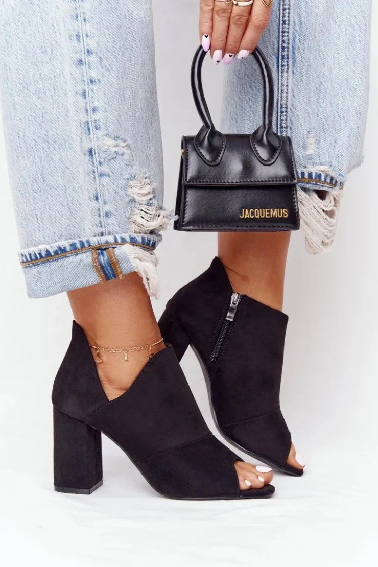 Buty damskie Vinceza Botki Wiosenne|Botki Na Słupku*Wiosenne Zamszowe Botki Na Słupku Vinceza 21-17095 Czarne