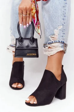 Buty damskie Vinceza Botki Wiosenne|Botki Na Słupku*Wiosenne Zamszowe Botki Na Słupku Vinceza 21-17095 Czarne