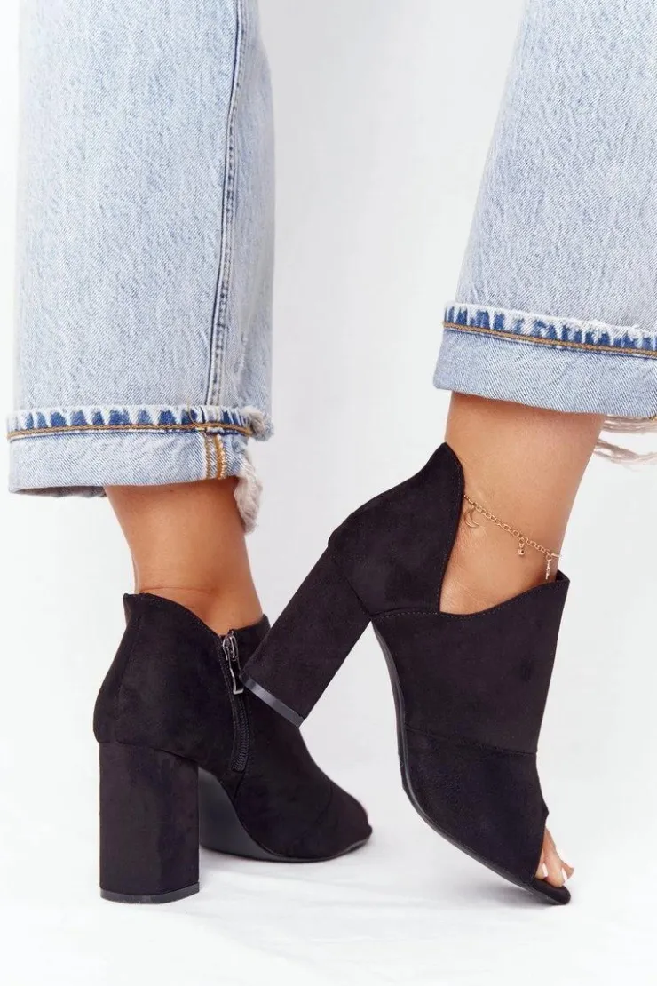 Buty damskie Vinceza Botki Wiosenne|Botki Na Słupku*Wiosenne Zamszowe Botki Na Słupku Vinceza 21-17095 Czarne