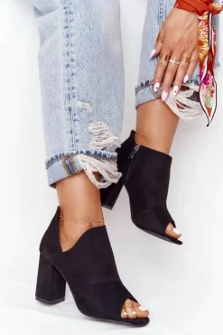 Buty damskie Vinceza Botki Wiosenne|Botki Na Słupku*Wiosenne Zamszowe Botki Na Słupku Vinceza 21-17095 Czarne