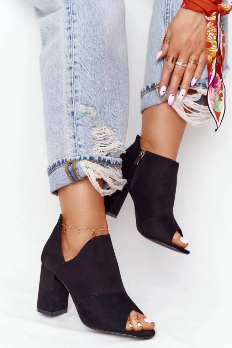 Buty damskie Vinceza Botki Wiosenne|Botki Na Słupku*Wiosenne Zamszowe Botki Na Słupku Vinceza 21-17095 Czarne