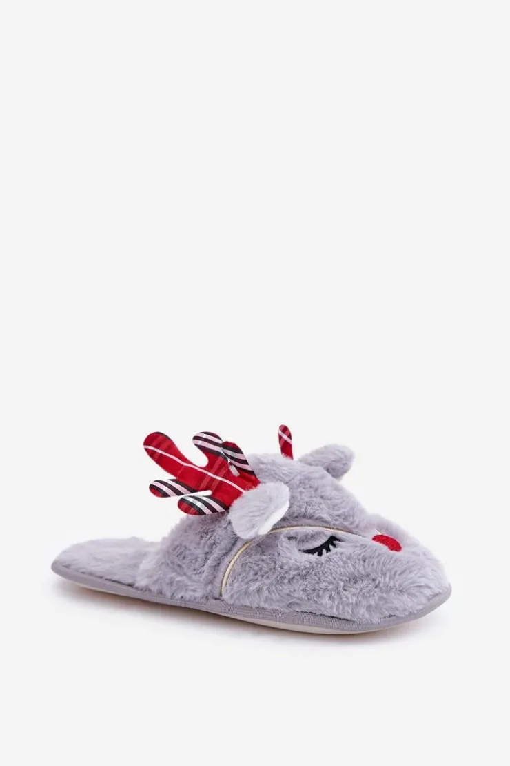 Discount Boto Świąteczne Kapcie Z Motywem Renifera Szare Sylaia Szary