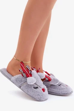 Discount Boto Świąteczne Kapcie Z Motywem Renifera Szare Sylaia Szary