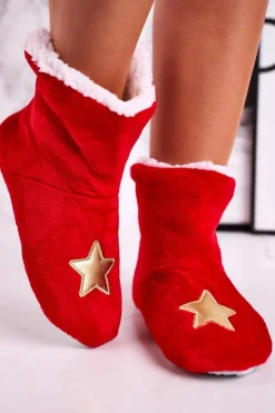 Damskie Aura.via Świąteczne Papcie Z Gwiazdą Ocieplone Kożuszkiem Holly