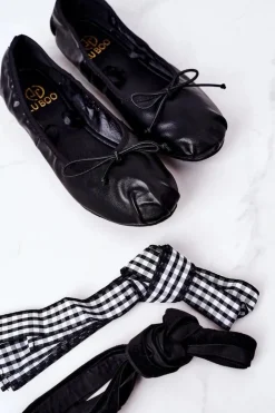 Damskie Boto Wiązane Baleriny Lu Boo Czarne