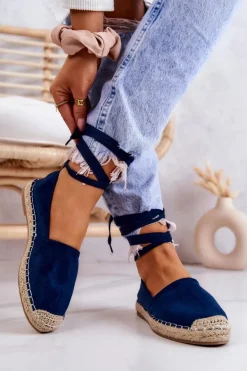 Sale Boto Wiązane Zamszowe Espadryle Granatowe Ismanne