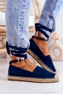 Sale Boto Wiązane Zamszowe Espadryle Granatowe Ismanne