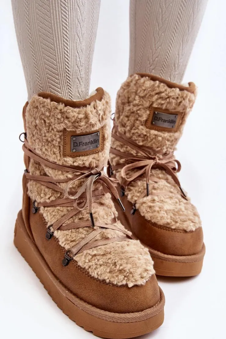Outlet D.Franklin Wodoodporne Śniegowce Na Platformie Wegańskie DFSH370004 Brązowe Brązowy