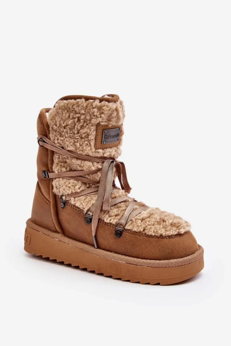 Outlet D.Franklin Wodoodporne Śniegowce Na Platformie Wegańskie DFSH370004 Brązowe Brązowy