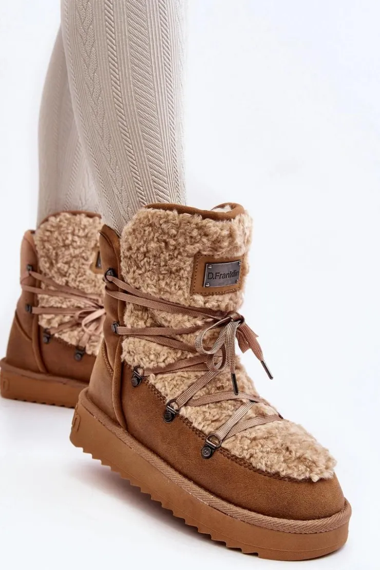 Outlet D.Franklin Wodoodporne Śniegowce Na Platformie Wegańskie DFSH370004 Brązowe Brązowy