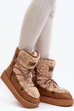 Outlet D.Franklin Wodoodporne Śniegowce Na Platformie Wegańskie DFSH370004 Brązowe Brązowy