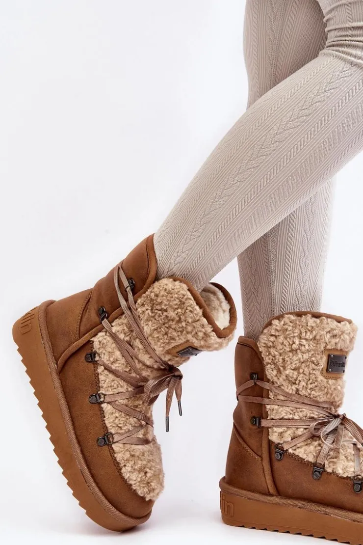 Outlet D.Franklin Wodoodporne Śniegowce Na Platformie Wegańskie DFSH370004 Brązowe Brązowy