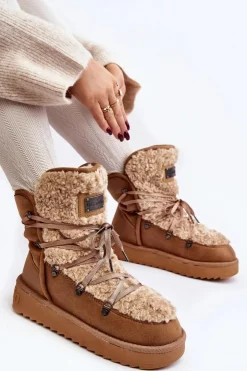 Outlet D.Franklin Wodoodporne Śniegowce Na Platformie Wegańskie DFSH370004 Brązowe Brązowy