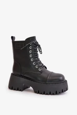 Sale GOE Workery Botki Damskie Ocieplane Ze Skóry Naturalnej OO2N4123