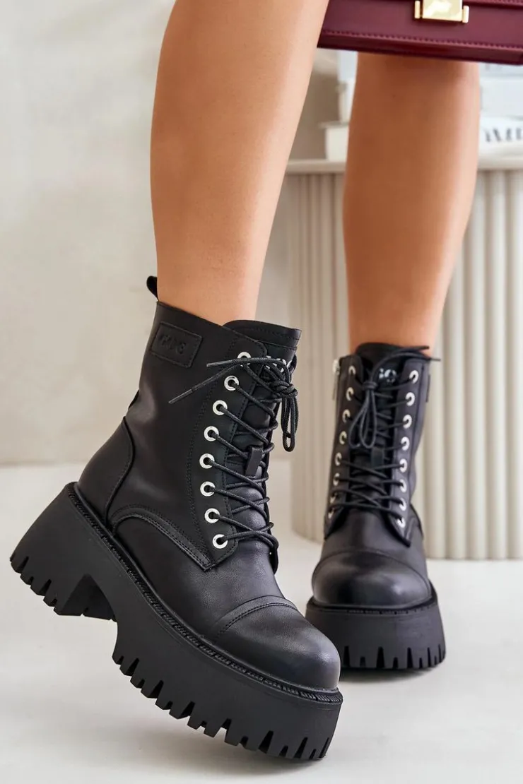 Sale GOE Workery Botki Damskie Ocieplane Ze Skóry Naturalnej OO2N4123