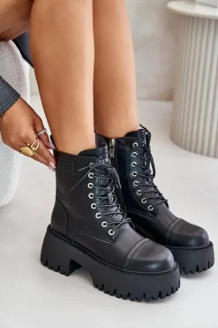 Sale GOE Workery Botki Damskie Ocieplane Ze Skóry Naturalnej OO2N4123