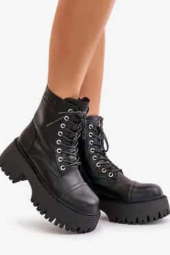 Sale GOE Workery Botki Damskie Ocieplane Ze Skóry Naturalnej OO2N4123