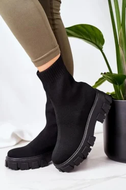 Boto Czarne Botki|Brązowe I Beżowe Botki*Workery Z Elastycznej Tkaniny Na Platformie Czarne Inspiration