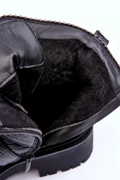 Online Boto Wężowe Botki Damskie Z Paskami Czarne Leora