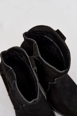 Damskie Boto Wsuwane Botki Kowbojki Damskie Z Naturalnego Zamszu Czarne Beretta