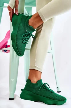 Boto Sneakersy Damskie*Wsuwane Buty Sportowe Damskie Zielone Dalmiro