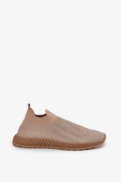 Damskie buty S.Barski Sneakersy Damskie*Wsuwane Buty Sportowe Damskie Ze Zdobieniem D&A TW121 Beżowe Beżowy