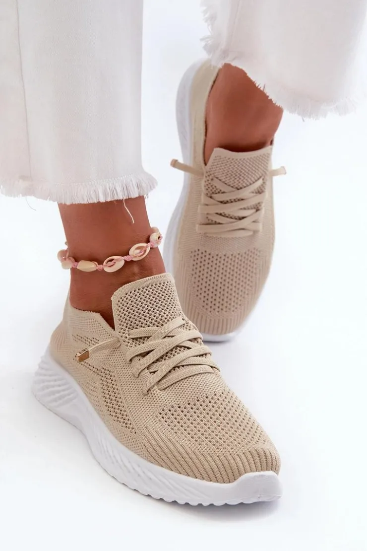 Evento Wsuwane Buty Sportowe Damskie Beżowe Jagelia Beżowy