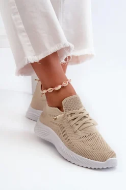 Evento Wsuwane Buty Sportowe Damskie Beżowe Jagelia Beżowy