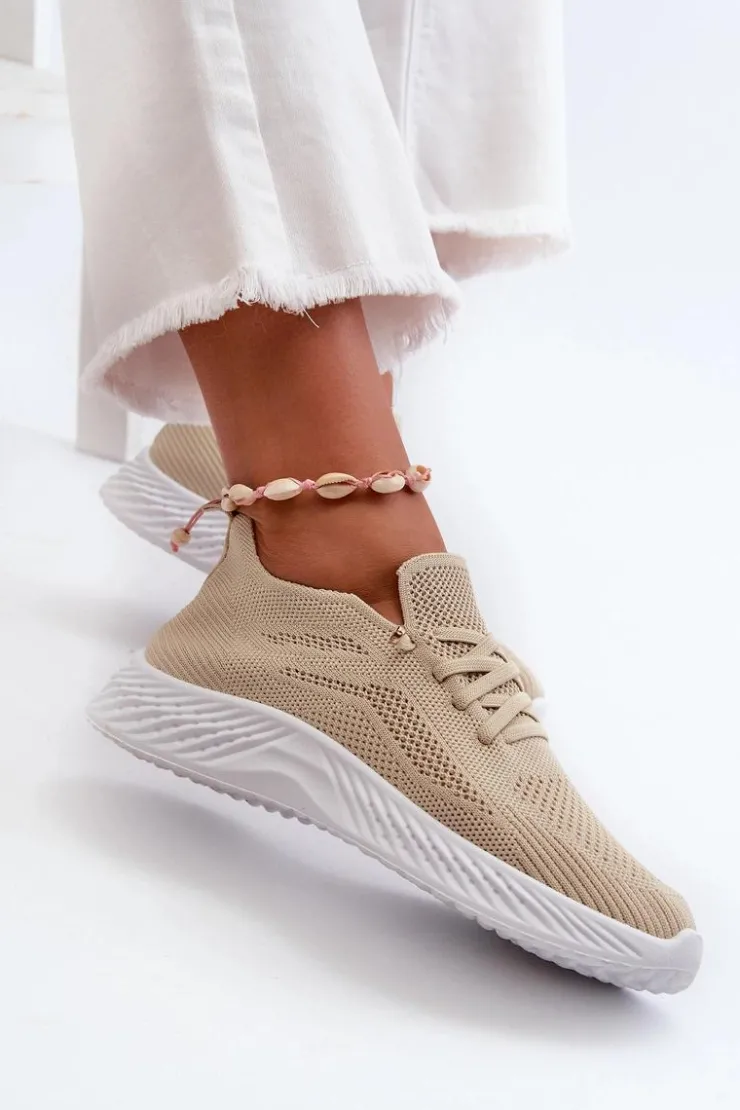 Evento Wsuwane Buty Sportowe Damskie Beżowe Jagelia Beżowy