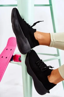 Boto Sneakersy Damskie*Wsuwane Buty Sportowe Damskie Czarne Dalmiro