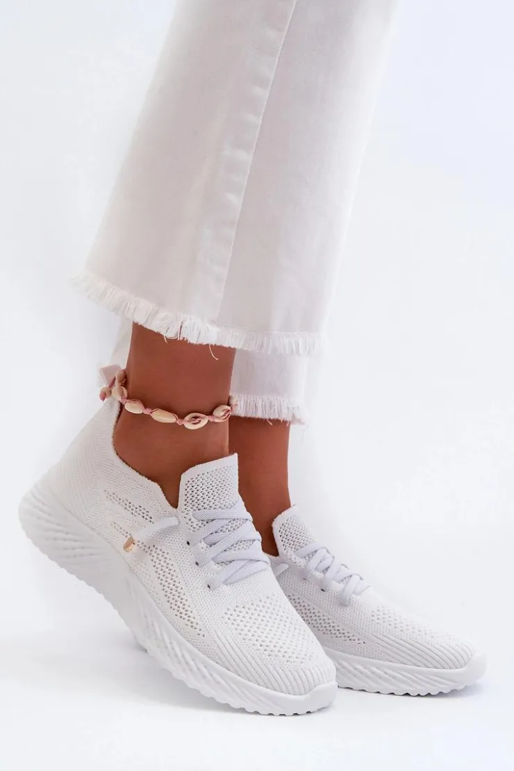 Evento Buty Sportowe Na Platformie*Wsuwane Buty Sportowe Damskie Białe Jagelia