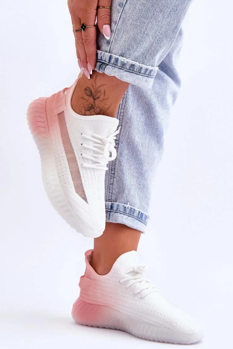 Online Boto Wsuwane Buty Sportowe Ombre Biało-Różowe Boston