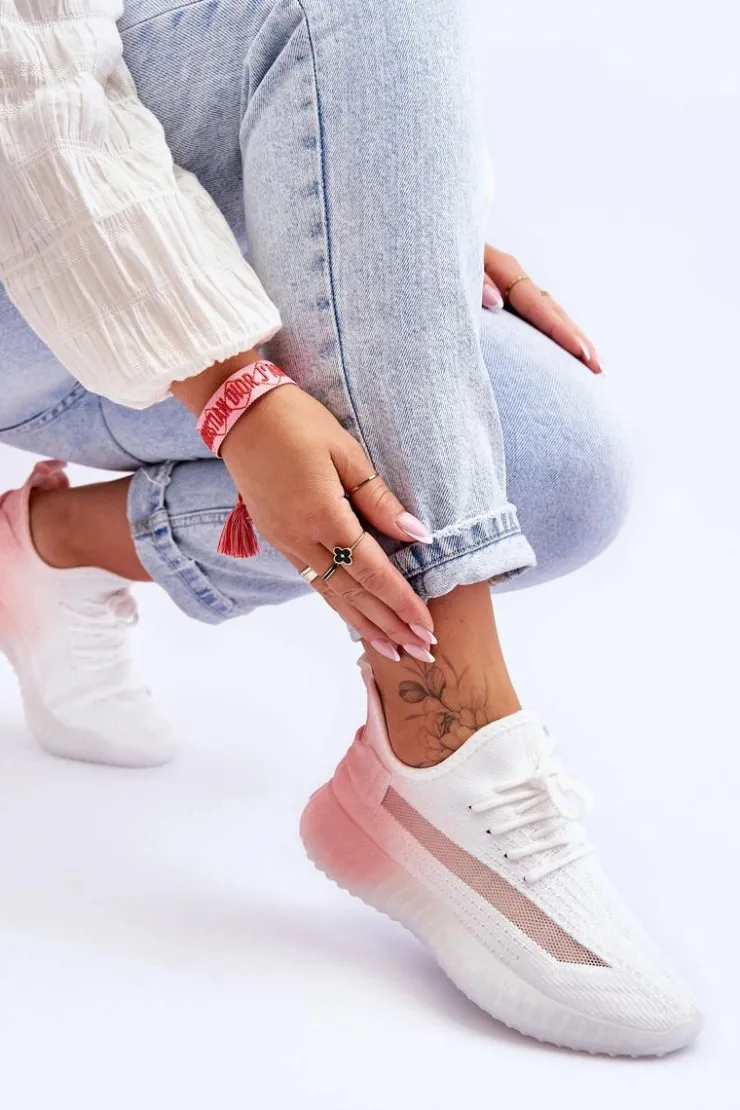 Online Boto Wsuwane Buty Sportowe Ombre Biało-Różowe Boston