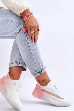 Online Boto Wsuwane Buty Sportowe Ombre Biało-Różowe Boston