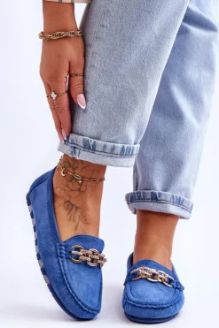 Damskie Boto Wsuwane Damskie Zamszowe Mokasyny Niebieskie Sorento