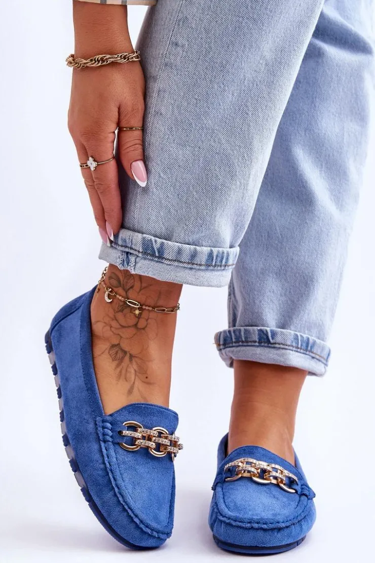 Damskie Boto Wsuwane Damskie Zamszowe Mokasyny Niebieskie Sorento