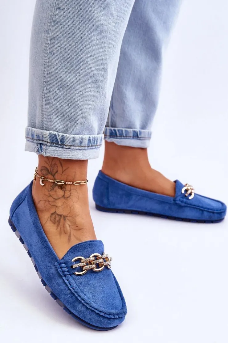 Damskie Boto Wsuwane Damskie Zamszowe Mokasyny Niebieskie Sorento