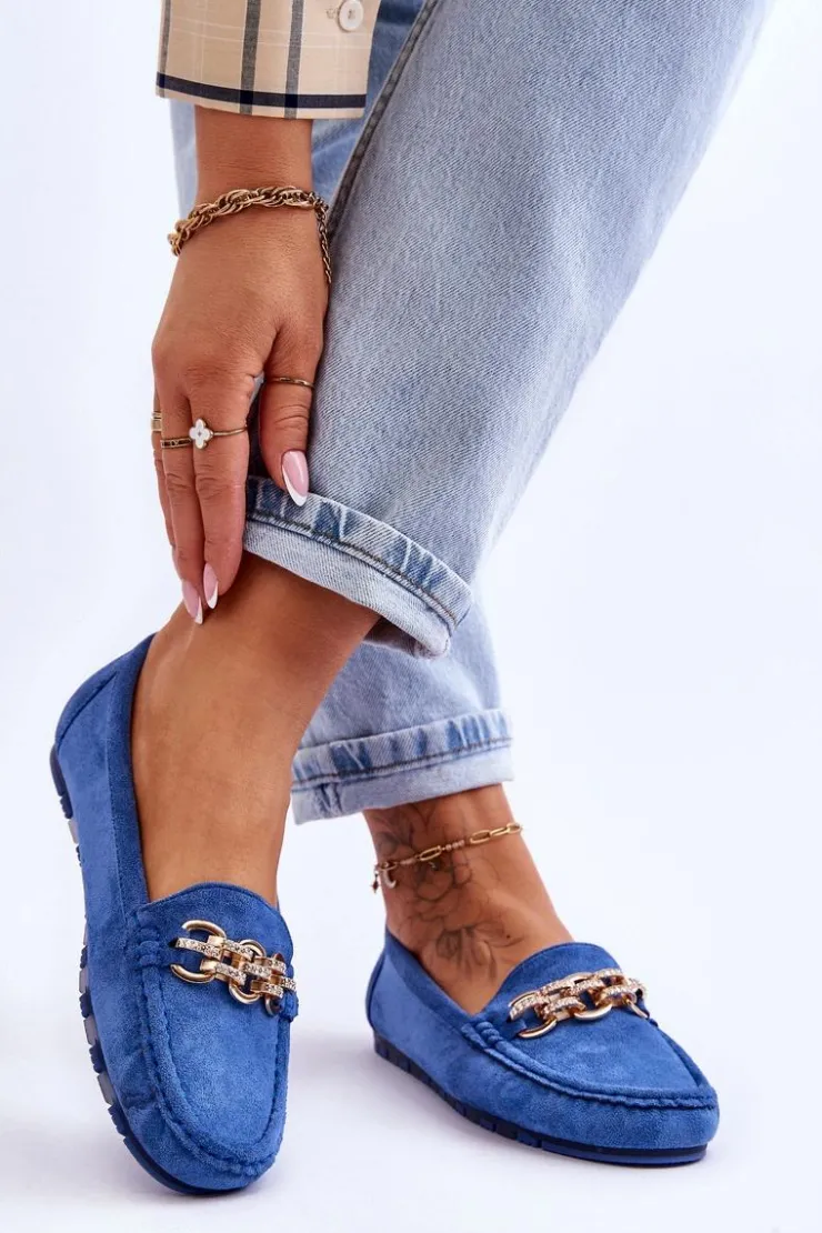 Damskie Boto Wsuwane Damskie Zamszowe Mokasyny Niebieskie Sorento