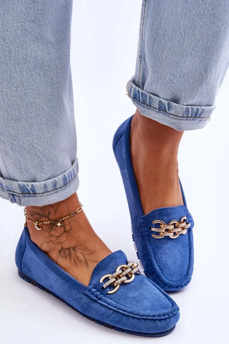 Damskie Boto Wsuwane Damskie Zamszowe Mokasyny Niebieskie Sorento