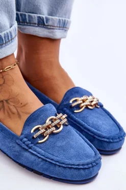 Damskie Boto Wsuwane Damskie Zamszowe Mokasyny Niebieskie Sorento