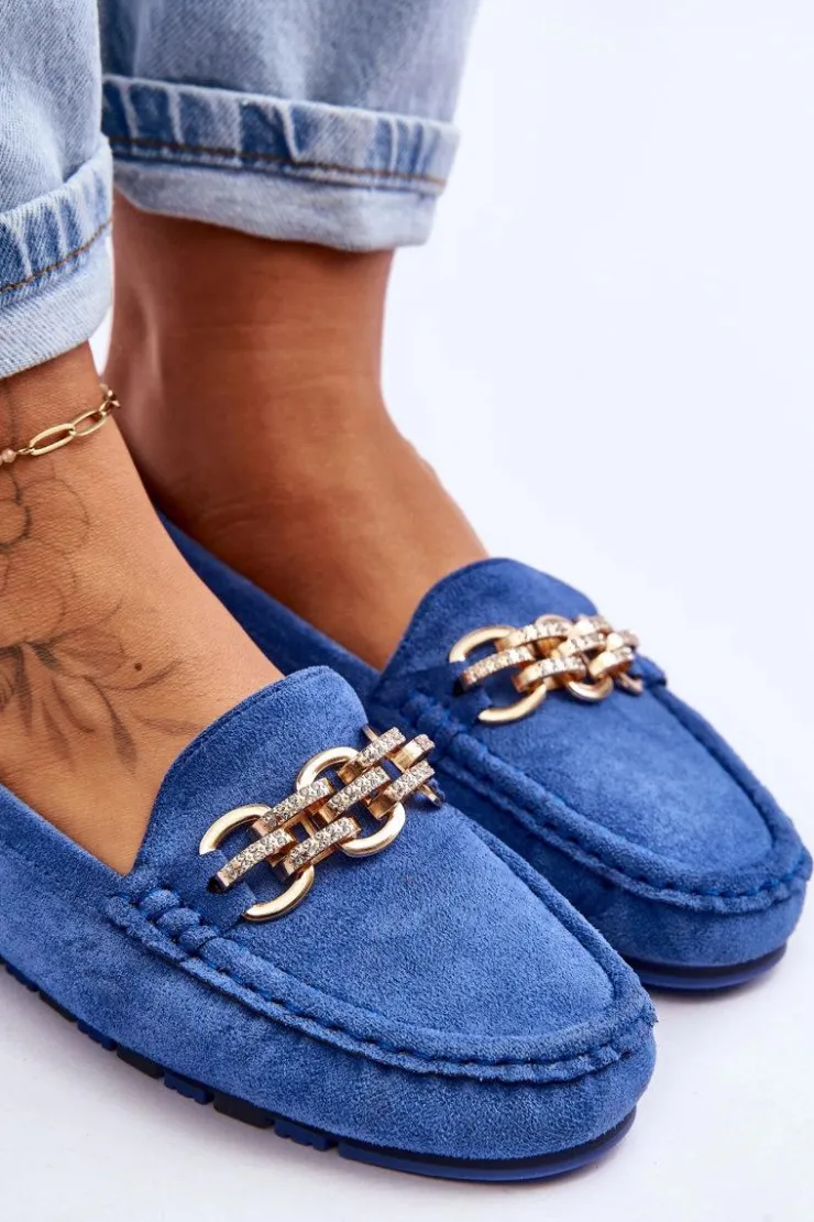 Damskie Boto Wsuwane Damskie Zamszowe Mokasyny Niebieskie Sorento