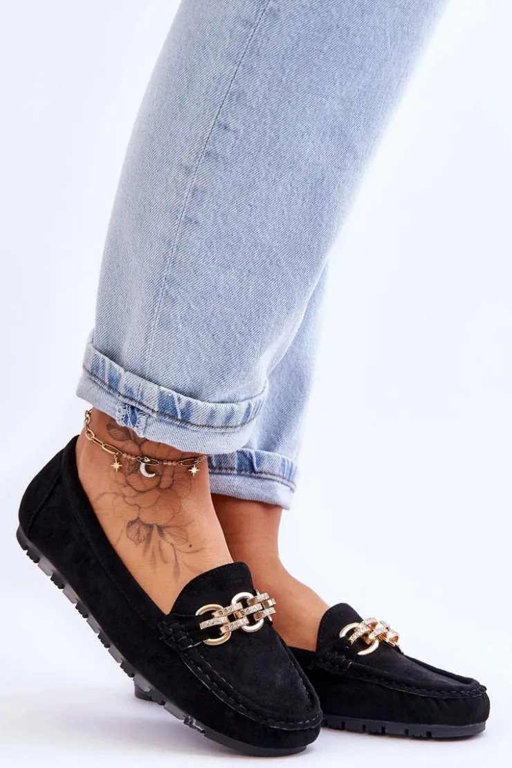 Hot Boto Wsuwane Damskie Zamszowe Mokasyny Czarne Sorento Czarny