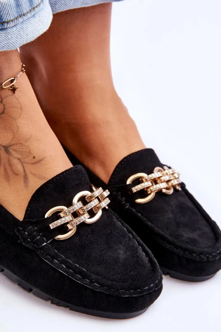 Hot Boto Wsuwane Damskie Zamszowe Mokasyny Czarne Sorento Czarny